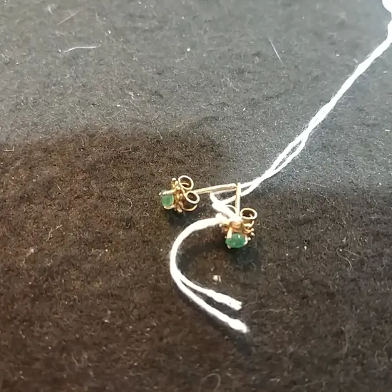 PAIR 9CT GOLD AND EMERALD STUD EARRINGS
