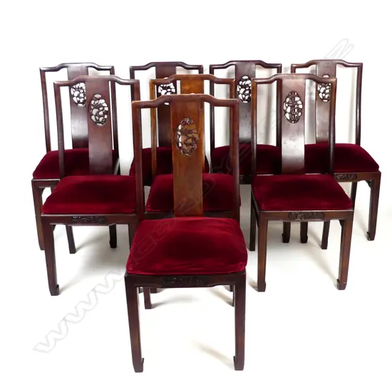 A set of eight Chinese quality rosewood dining chairs