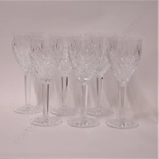 SET 6 WATERFORD WINE GLASSES FACET STEMMED