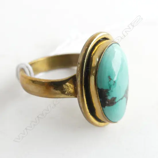 TURQUOISE & COPPER RING SIZE P