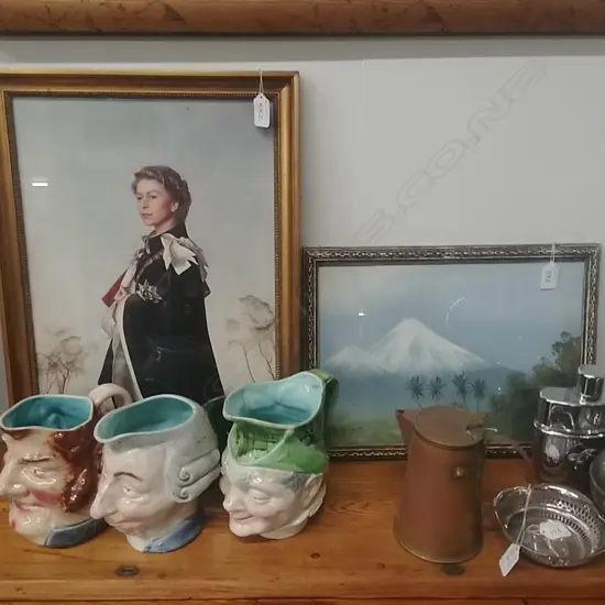 Q/ELIZABETH PRINT & GOUACHE MT TARANAKI