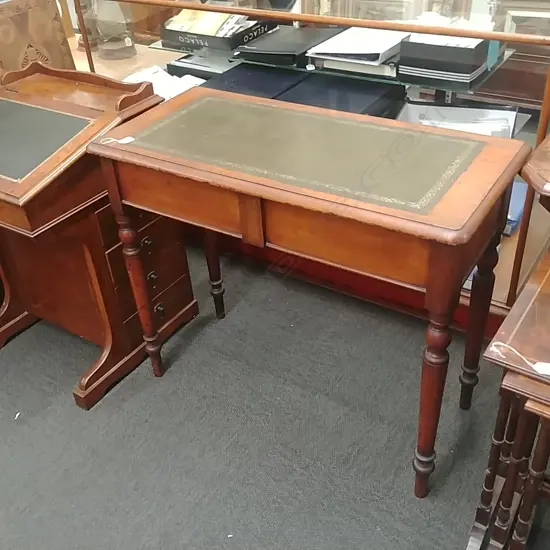 COLONIAL LEATHER INSET SIDE TABLE
