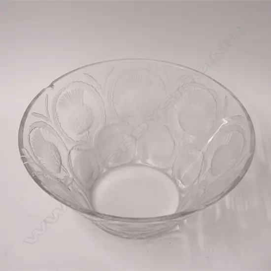LALIQUE FRANCE FLARED BOWL, THISTLE HEAD DECORATION A.F