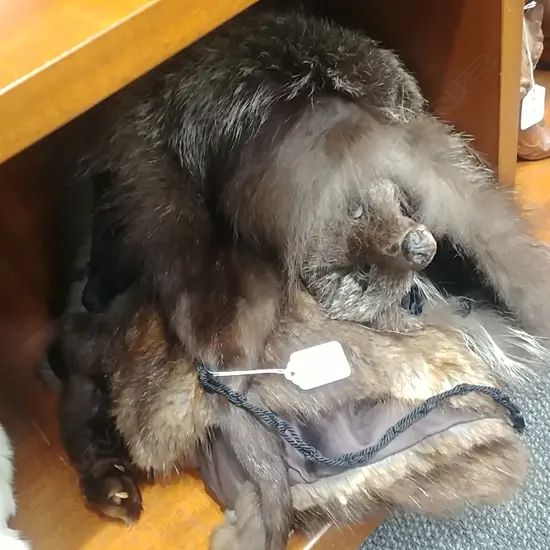 SILVER FOX STOLE AND ANOTHER FUR STOLE