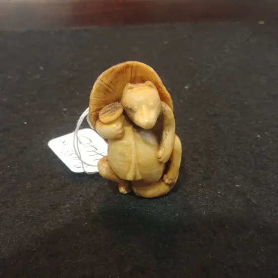 RESIN NETSUKE BEAR WITH LGE JAR