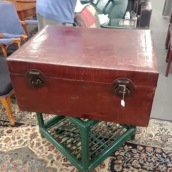 CHINESE RED LACQUER TRUNK 