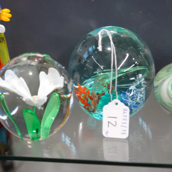 2 GLASS PAPER WEIGHTS