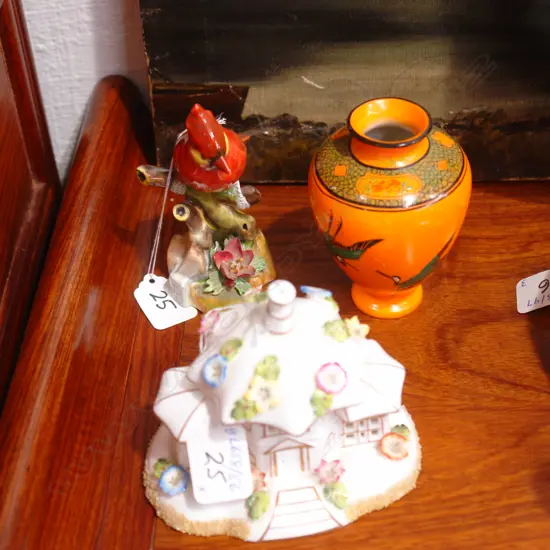 SHELLEY VASE,BIRD ORNT, BURNER