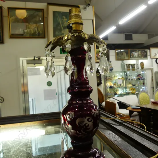 BOHEMIAN RED GLASS TABLE LAMP