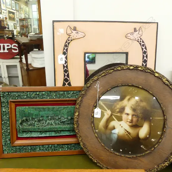 MIRROR CUPID PIC & LAST SUPPER PLAQUE