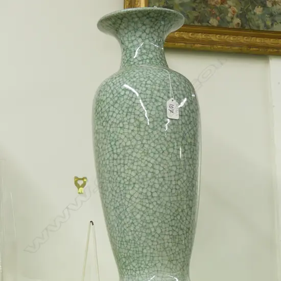 TALL CRACKLE GLAZE VASE