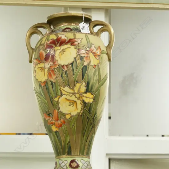 C1900 JAPANESE TALL MANTLE VASE SATSUMA STYLE