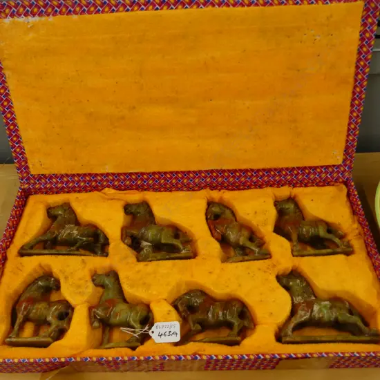 BOXED SOAPSTONE HORSE FIGURE SET