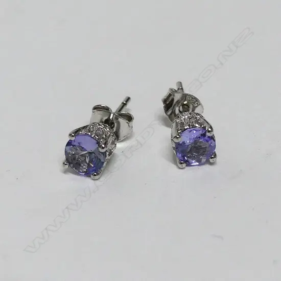 PR TANZANITE SILVER RHODIUM PLATED EARRINGS SET