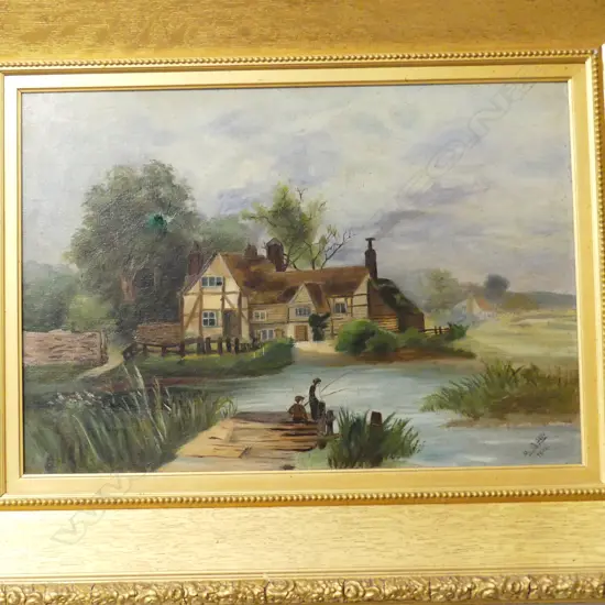 OIL ON CANVAS  RIVER SCENE SIGNED GIBB