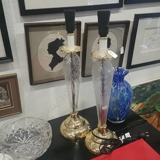 PR BRASS & GLASS TABLE LAMPS