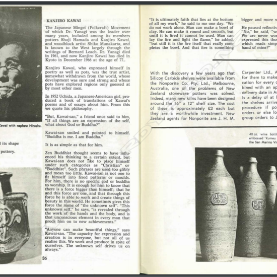 ADRIAN COTTER POTTERY, BOTTLE 'KUMEU RED DRY' TP