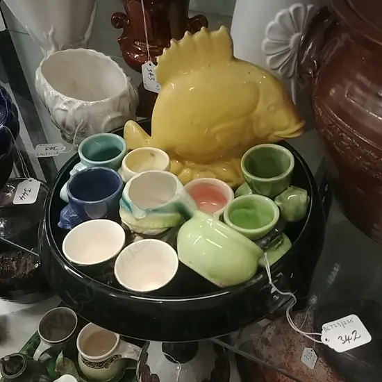 BOWL OF C/LYNN EGG CUPS  FISH ETC