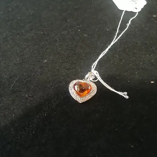 SILVER, AMBER & CZ PENDANT
