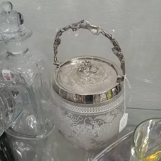 EP & CRYSTAL BISCUIT BARREL