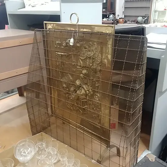 BRASS FIRE SCREEN + FIRE COVER 