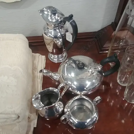 SILVER PLATE TEA SET AND JUG