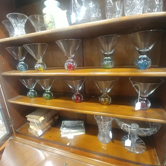 SET OF RETRO STUDIO GLASS COCKTAIL GLASSES