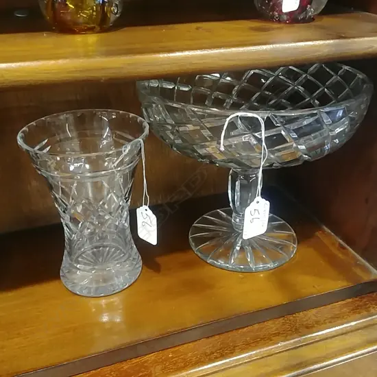 CRYSTAL COMPORT & VASE
