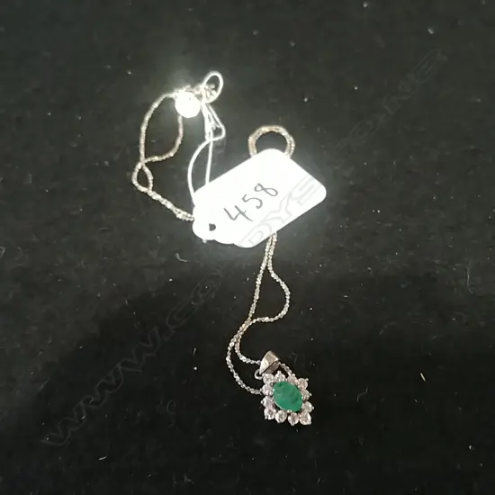 LOW GRADE EMERALD & CZ PENDANT