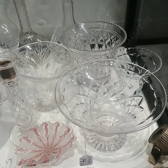 4 FLARED CRYSTAL VASES