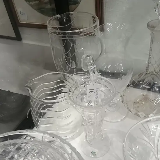 2 CRYSTAL JUGS + 2 VASES