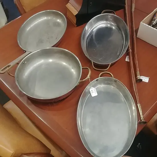 4 VINTAGE COPPER  COOKING DISHES