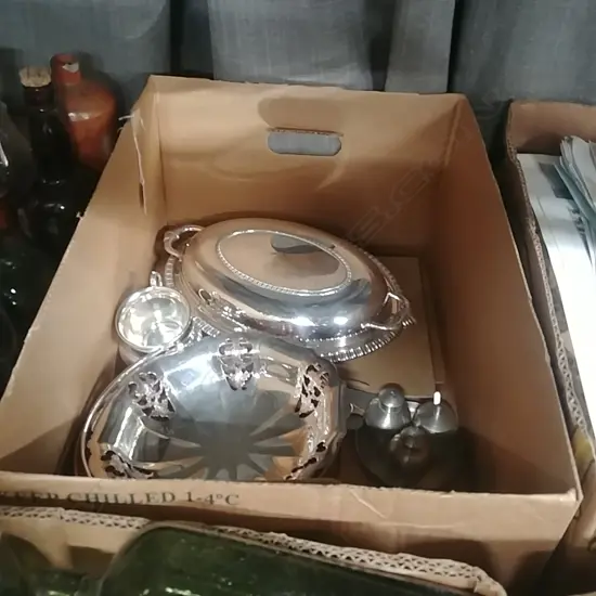 2 COPPER BOWLS; EPNS DISHES ETC