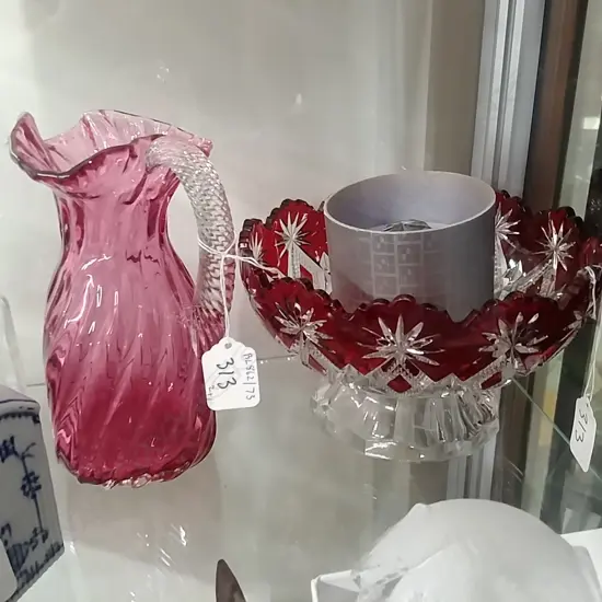 2PCS RUBY GLASS & SWAROVSKI PRISM