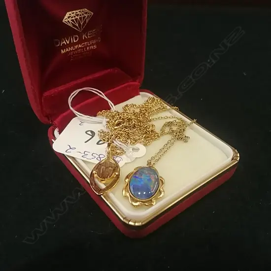 SILVER GILT OPAL NECKLACE AND ONE OTHER