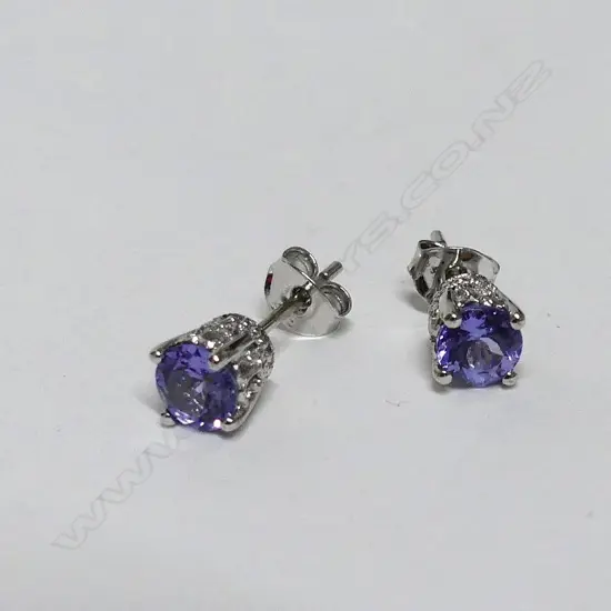 PR TANZANITE SILVER RHODIUM PLATED EARRINGS SET