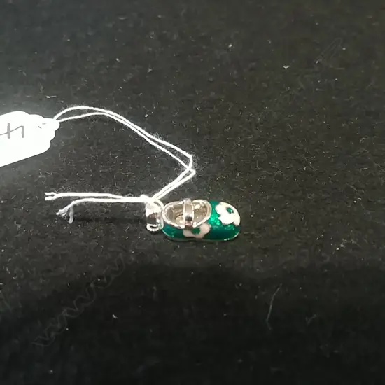 SILVER AND ENAMEL SHOE CHARM
