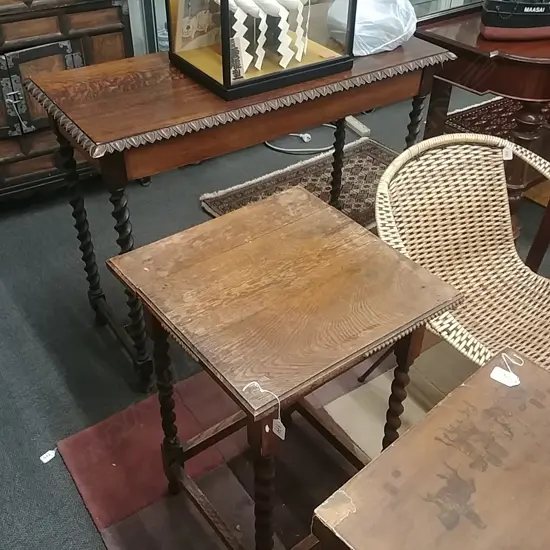 BARLEY TWIST SIDE TABLE AND A SMALLER ONE