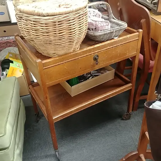 OAK SINGLE DRAW TROLLEY 