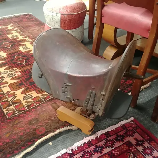 OLD MONGOLIAN SADDLE WITH SNAKESKIN FRONT