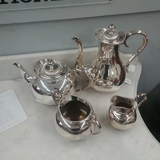 SILVER PLATE COFFEE/TEA SET - 4 PIECES TOTAL