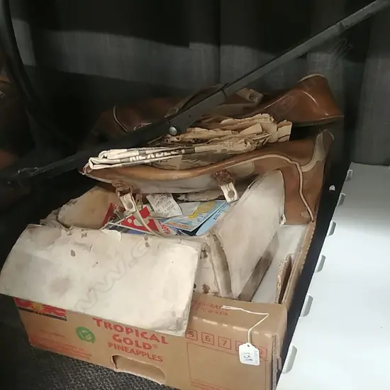 BOX OF OLD NEWSPAPERS/ADVERTISMENTS