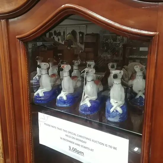 BOX OF REPRO STAFF DOG ORNS