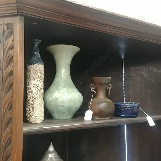 4 PIECES OF POTTERY - 3 VASES + BOWL