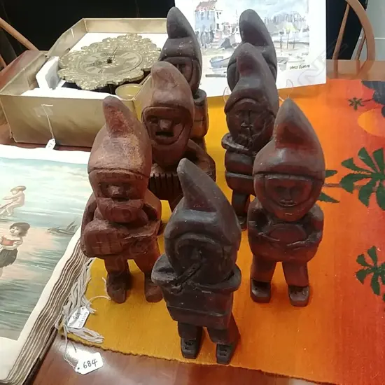 7 WOOD CARVED DWARVES