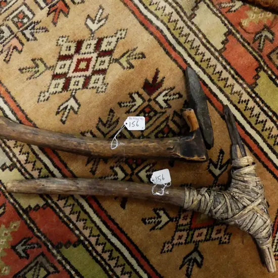 2 PNG HAFTED STONE ADZES