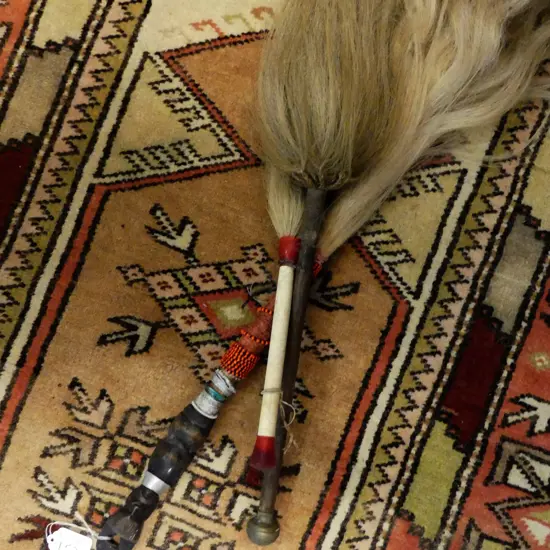 THREE TRIBAL FLY WHISKS 