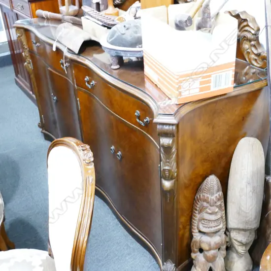 BURR WALNUT SERPENTINE SIDEBOARD