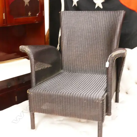 BLACK CANE WICKER ARMCHAIR