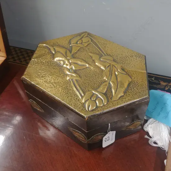 BRASS BOUND BOX+CONTENTS